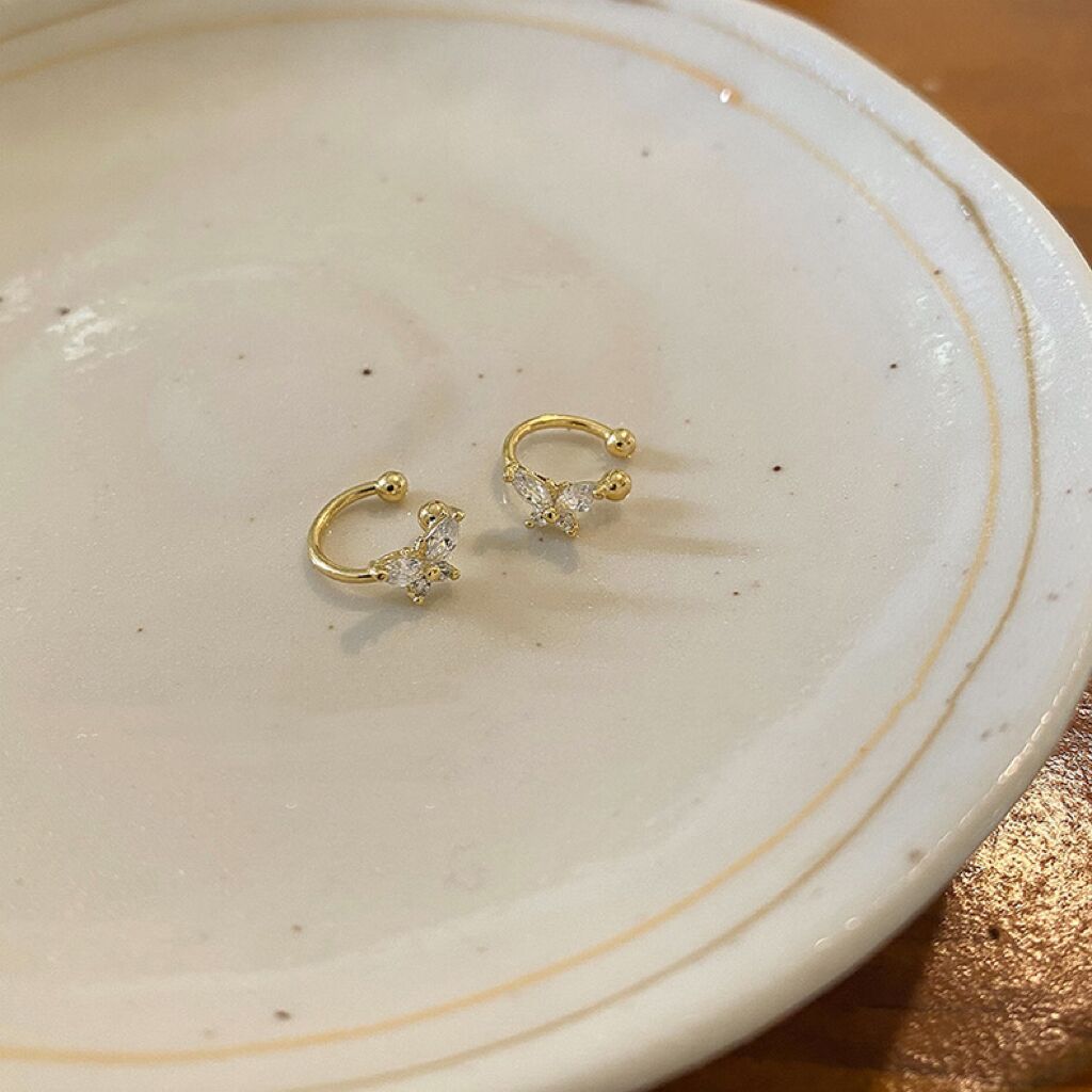 

Изысканные безушные клипсы-бабочки из циркония, женские легкие, роскошные, нишевые, высококачественные серьги-клипсы