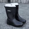 Men's Waterproof Rain Boots: Warm, Non-Slip, High-Top with Elastic Cuff, Ideal for Kitchen, Car Wash, and Fishing.
