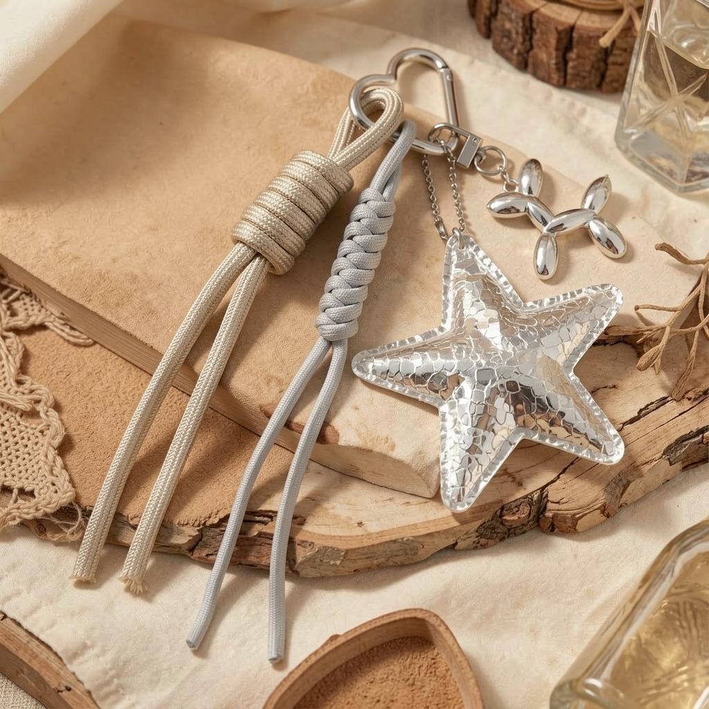 Lady's Fashion Five-Pointed Star Bag Pendant Car Dopamine Matching Hand Gift Hanging Rope Accessories Bag Charm
