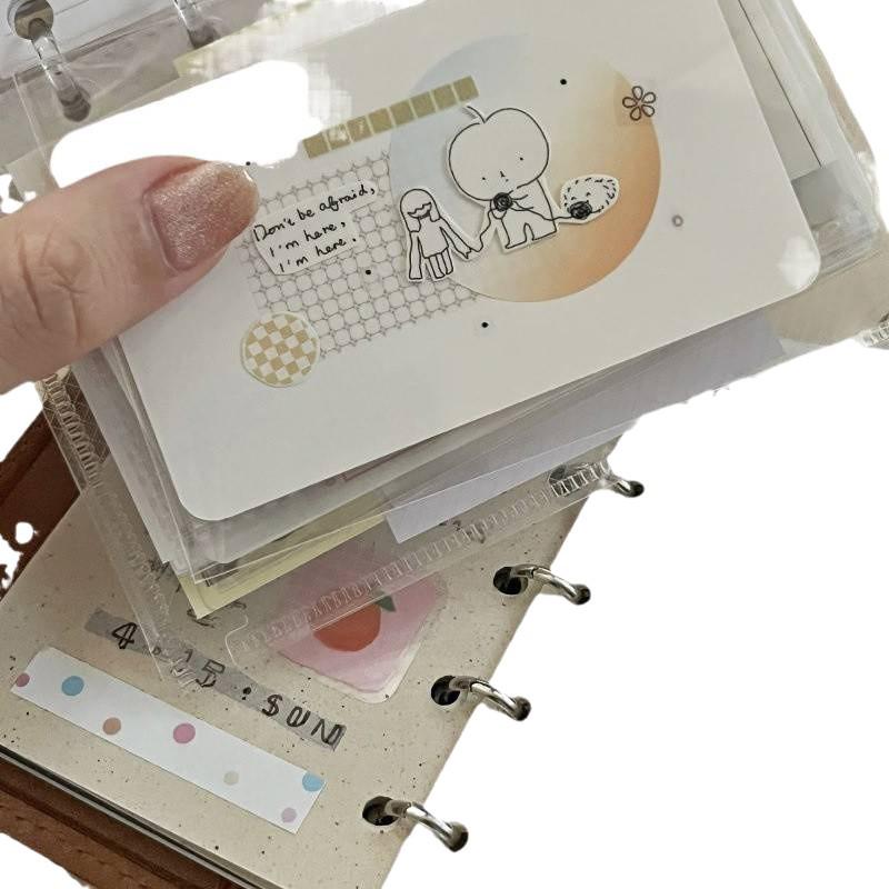 Khaki Cowhide Ring Binder Notebook Planner – Portable, High-Value, Large-Capacity Pocket Book