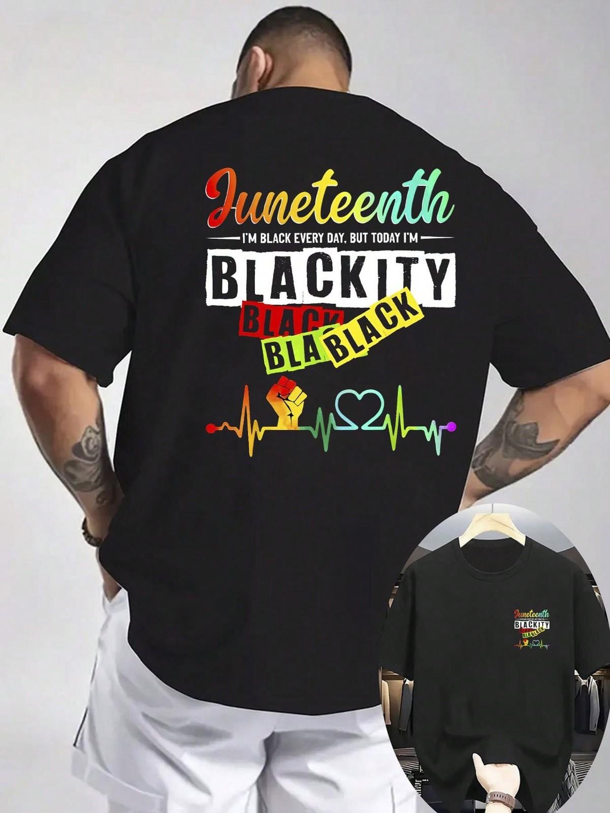 Juneteenth Black Short Sleeve T-Shirt, Back Graphic Print I M BLACK EVERY DAY S разноцветный