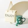 Lily of The Valley Ceramic Water Cup Home Office Large Capacity Coffee Cup Breakfast Cup with Lid Design Coffee Cup