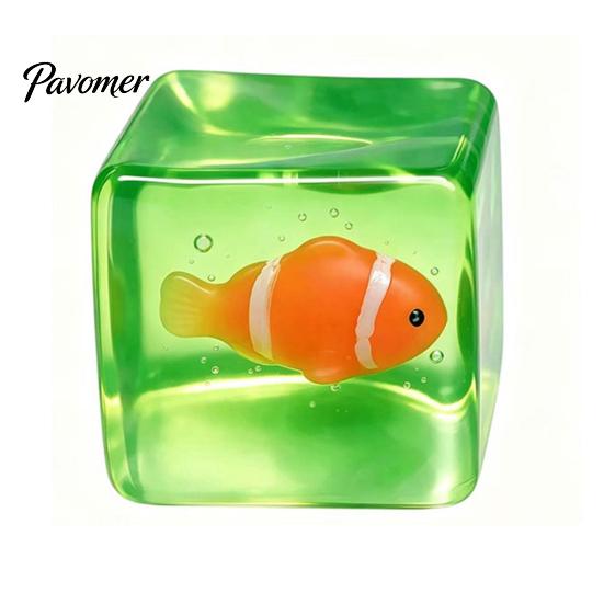 Adults Stress Relief Toys Glow-in-the-Dark Cube Toy, Squeeze Marine Animal Balls Sensory Clear with Luminous Sea Inside Transparent Toy