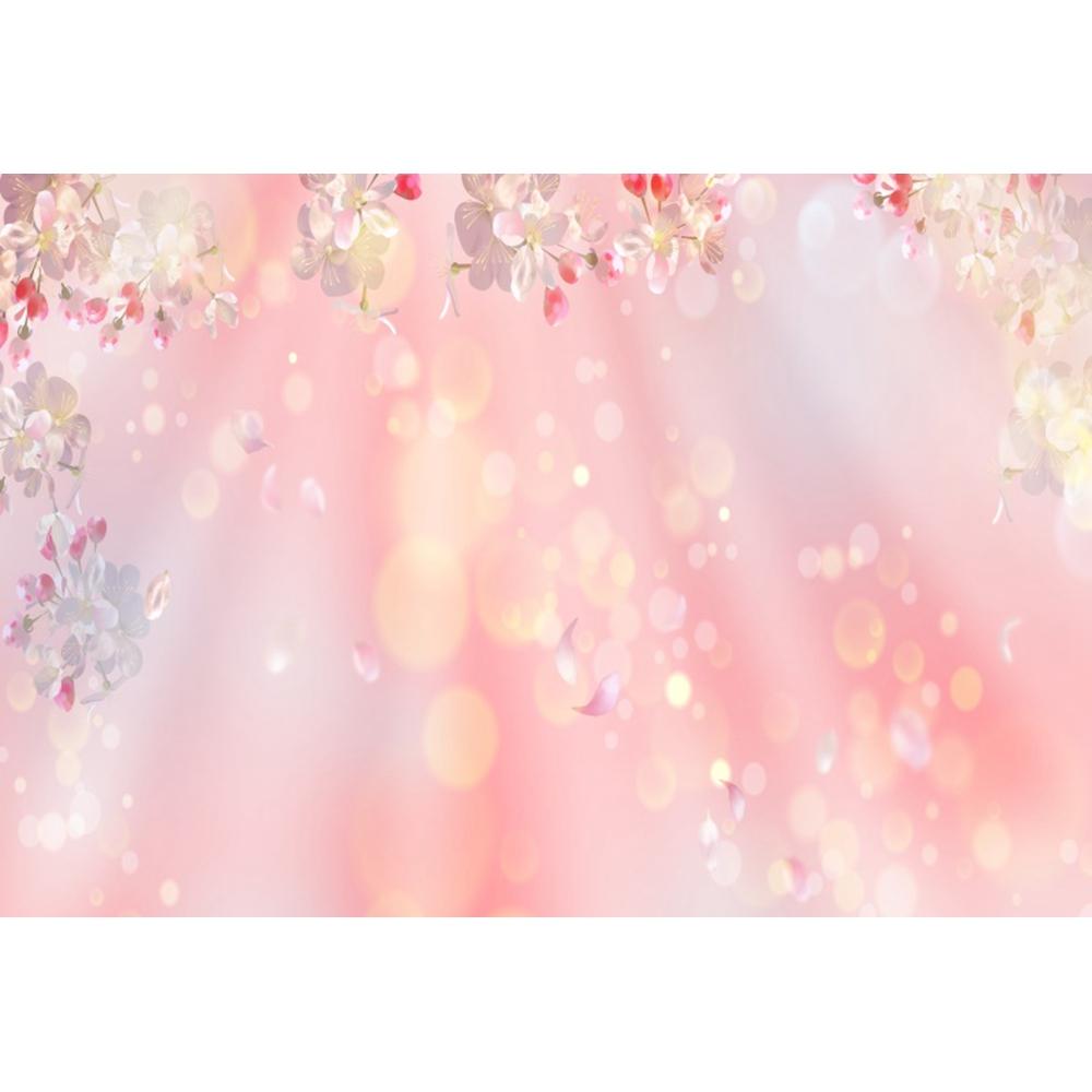 Frühlingsrosa Blumen Hintergrund Glitzer Licht Bokeh Floral Kirschblüte Neugeborenes Baby Porträt Fotografie Hintergrund Fotostudio