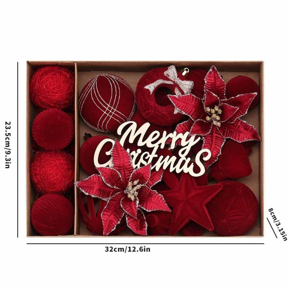 38PCS European-style Flocked Christmas Balls Pendant Xmas Tree Hanging Pendant  Wedding Party