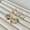 New Rhinestone Coffee Earrings Circle Women's Autumn and Winter Niche Design Ear Buckle Earrings New