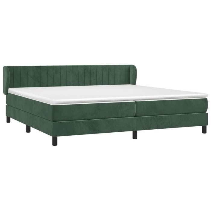 3131102 vidaXL Divan Bed and Mattress Dark Green 200x200cm Velvet