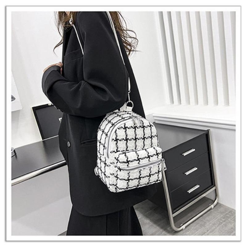 

Backpack plaid new women s bag trendy fashion backpack bag белый