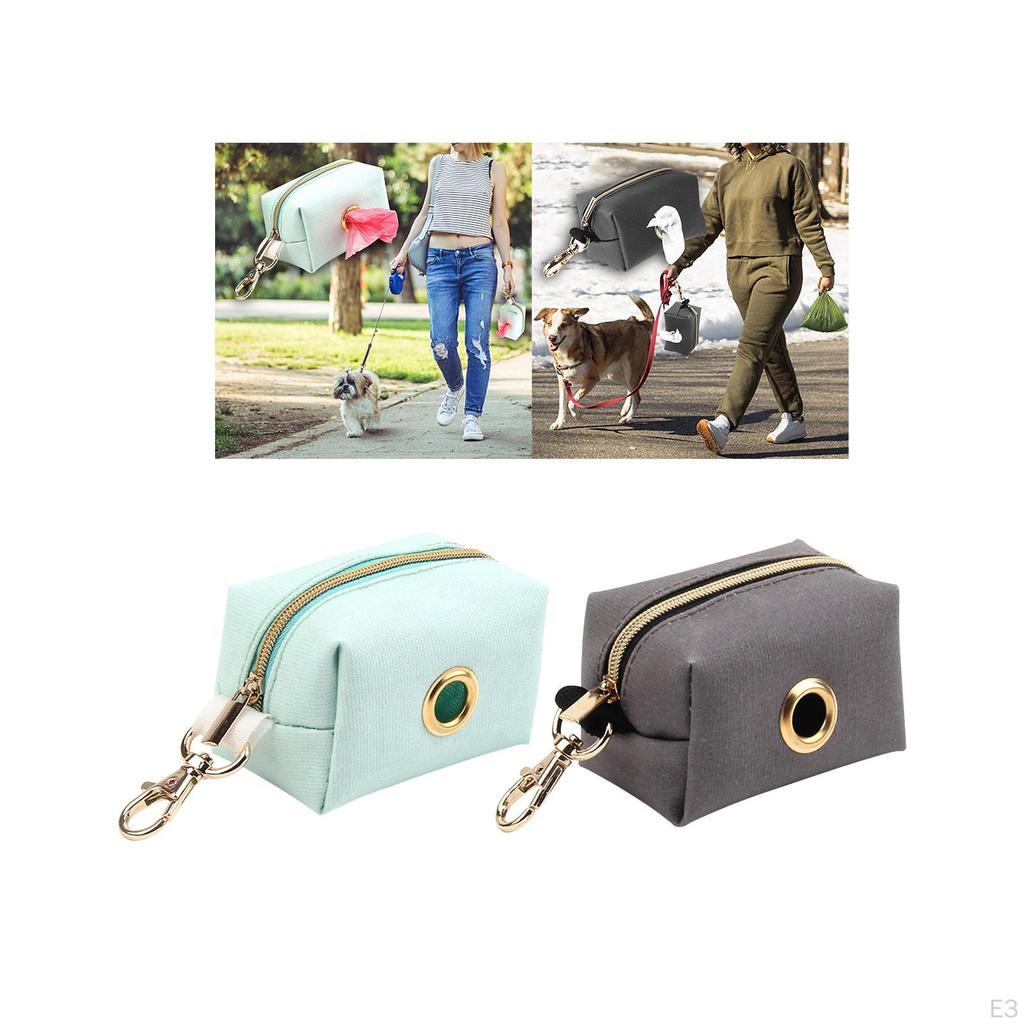 Canvas Dog Poop Bag Holder Waste Dispenser with Zipper Puppy Scratch Resistant Zipped Container