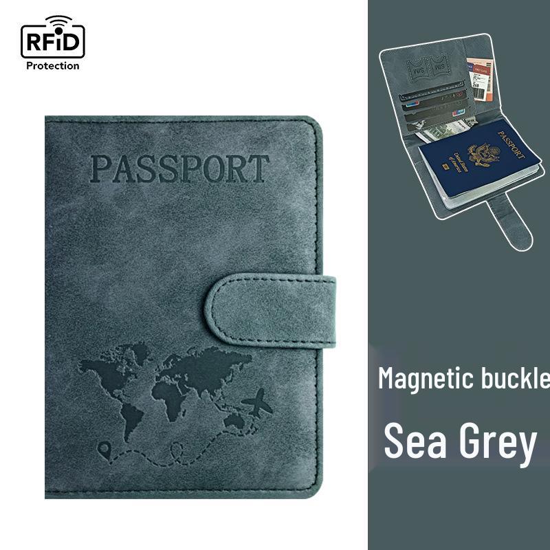 PU Leather Multi-Card Passport Holder with Embossed Design