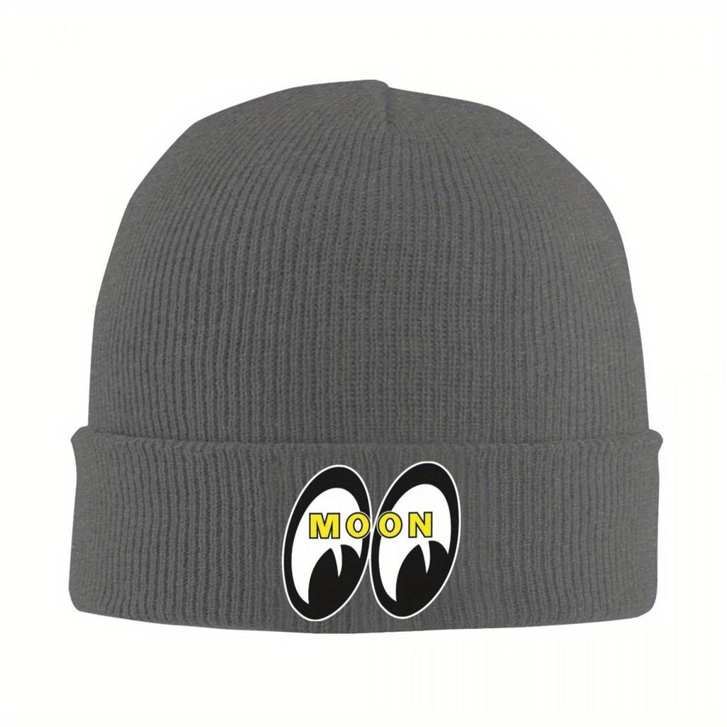 Mond Augen Motorradrennen Strickmütze für Damen Unisex Skullies Beanies Herbst Wintermütze Acryl JDM Hip Hop Kappen