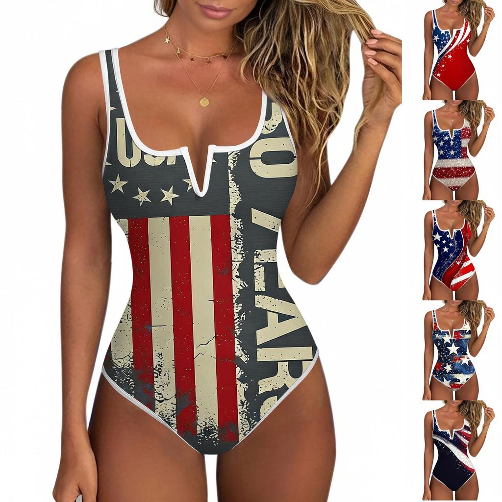 Women's Color-Blocked One-Piece Swimsuit With A Sexy V-neck