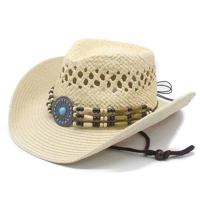 Ethnic Accessories Western Cowboy Straw Hat Handmade Hollow Straw Hat Men's Outdoor Knight Hat Women's