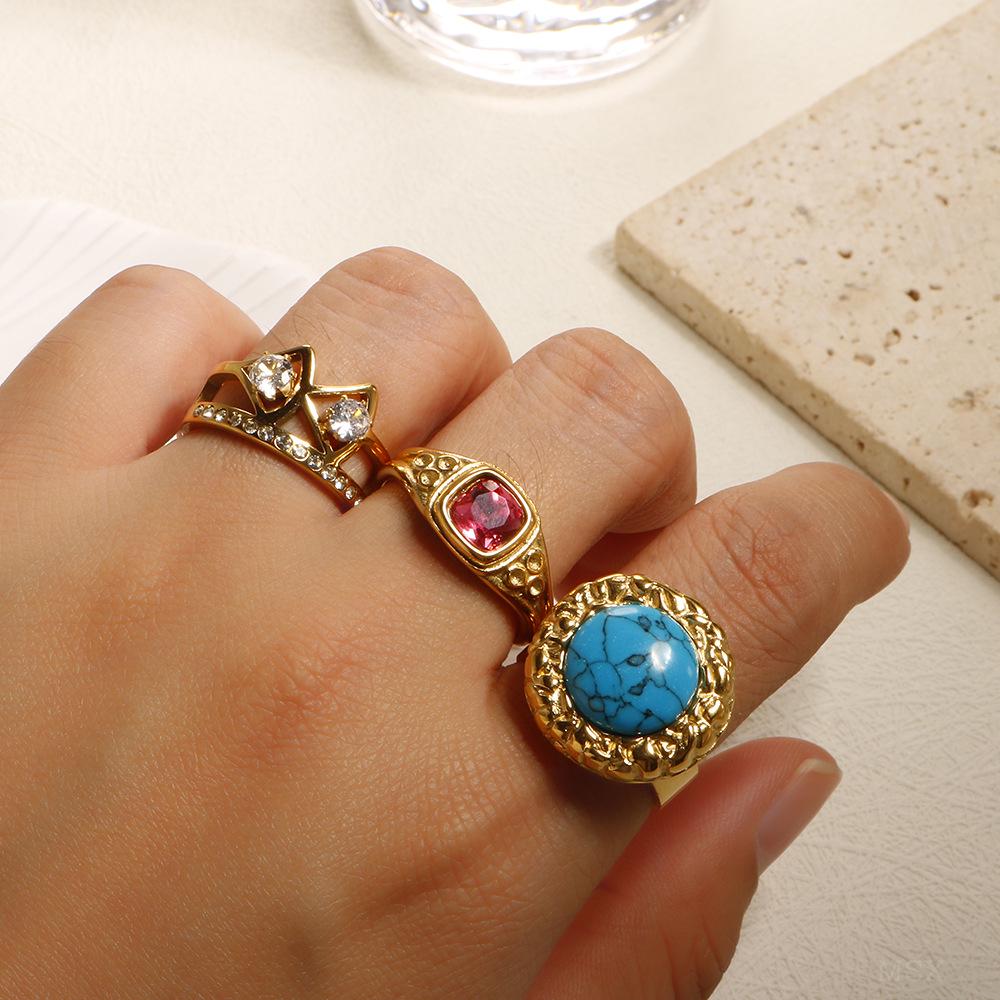 18K Gold-Plated European Diamond Ring, Korean Style Fashion Jewelry for Girls