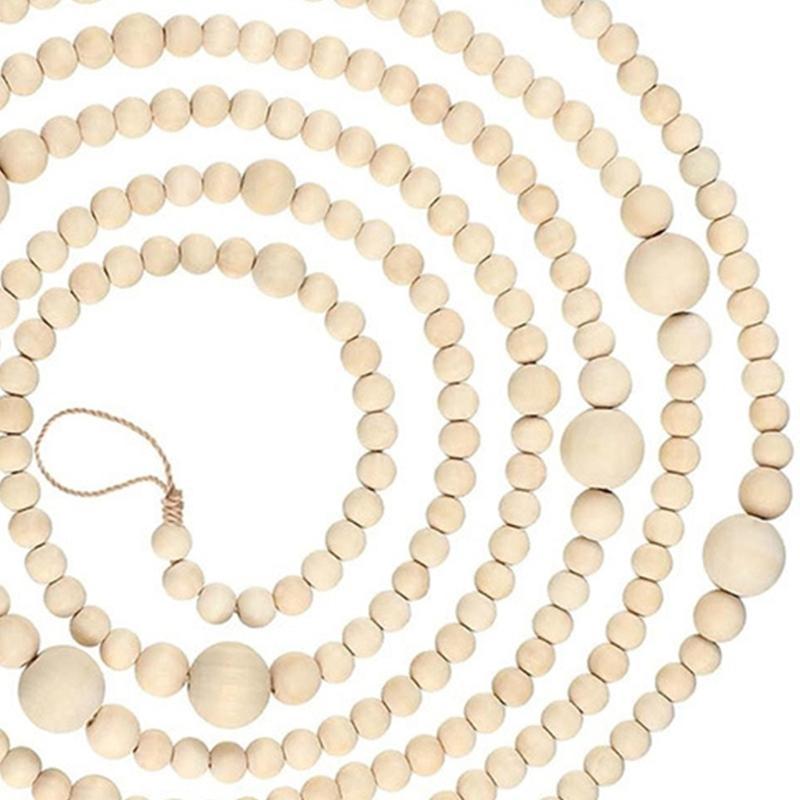 Natural Wooden Bead Strands For Christmas Tree Decors And Gift Wrapping Accent J0MC