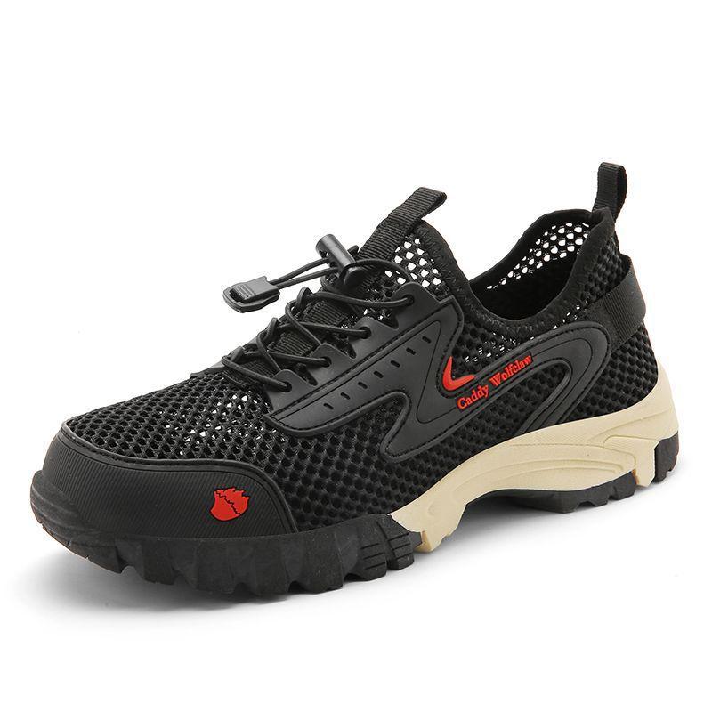 Foreign Trade Summer New Shoes Men's Breathable Deodorant Hollow Mesh Shoes Soft Sole Light Travel Shoes Wear-resistant Dad Shoes