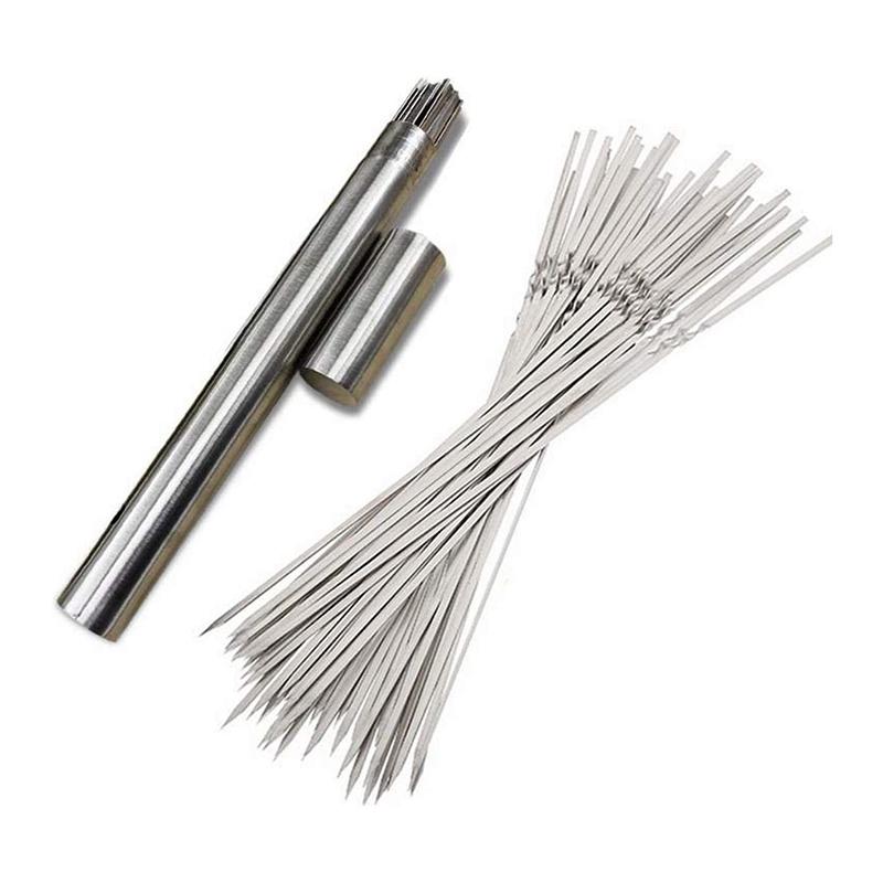 50Pcs Stainless Steel Barbecue Skewer Reusable BBQ Skewers Kebab Iron Stick For Outdoor Camping Picnic Tools Cooking Tools 35cm