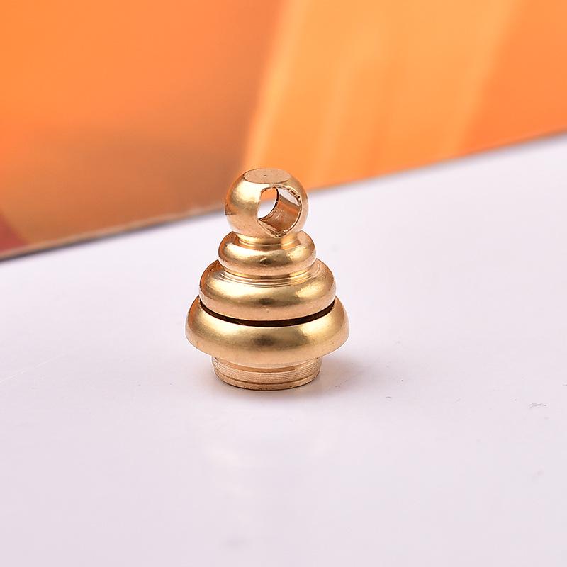 

Handmade Small Gourd Pendant with Cinnabar, Jade, and Brass Inlays