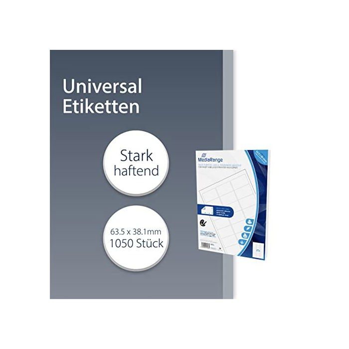 Étiquettes Autocollantes - MediaRange - MRINK148 - 63,5x38,1mm - Blanc - Forte Adhésion