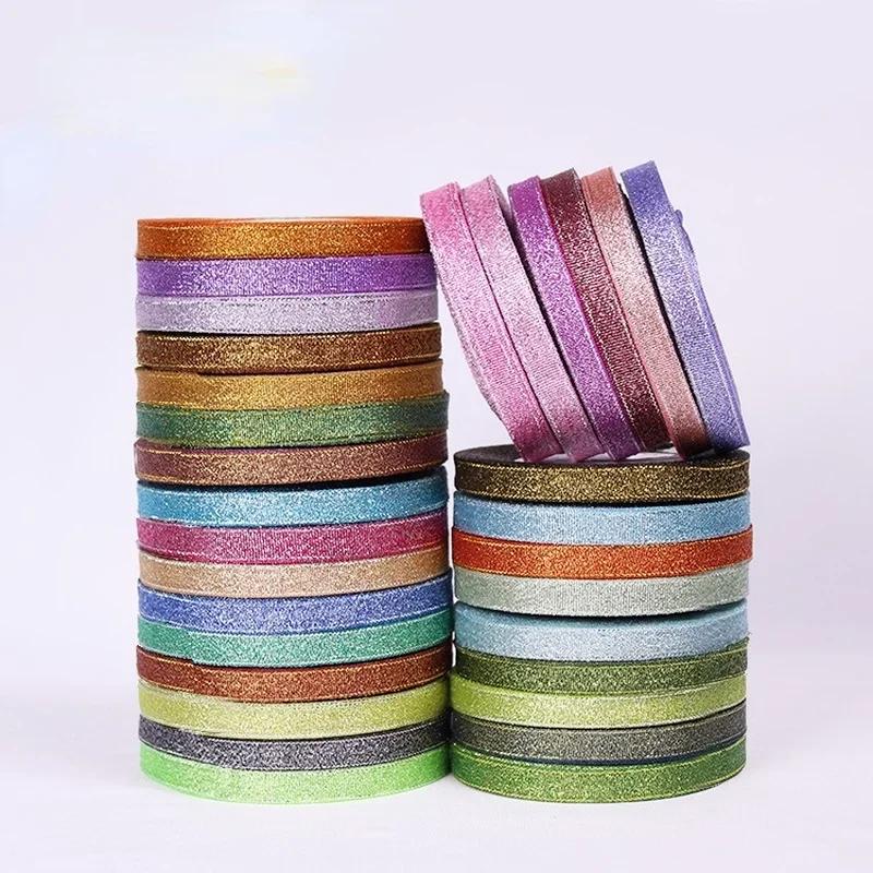 10mm 25Yard Glitter Ribbon Satin Belt DIY Candy Box Gift Packaging Glitter Webbing Halloween Wedding Christmas Decoration Layout