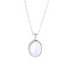 Tichya S925 Sterling Silver Moonstone/Aquamarine Necklace – Niche Design Oval Snake Chain for Women
