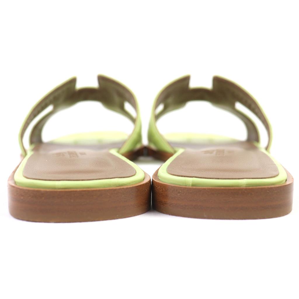 Great HERMES Mule Oran Crocodile Alligator H Logo Flat Sandals Crocodile 37 Used