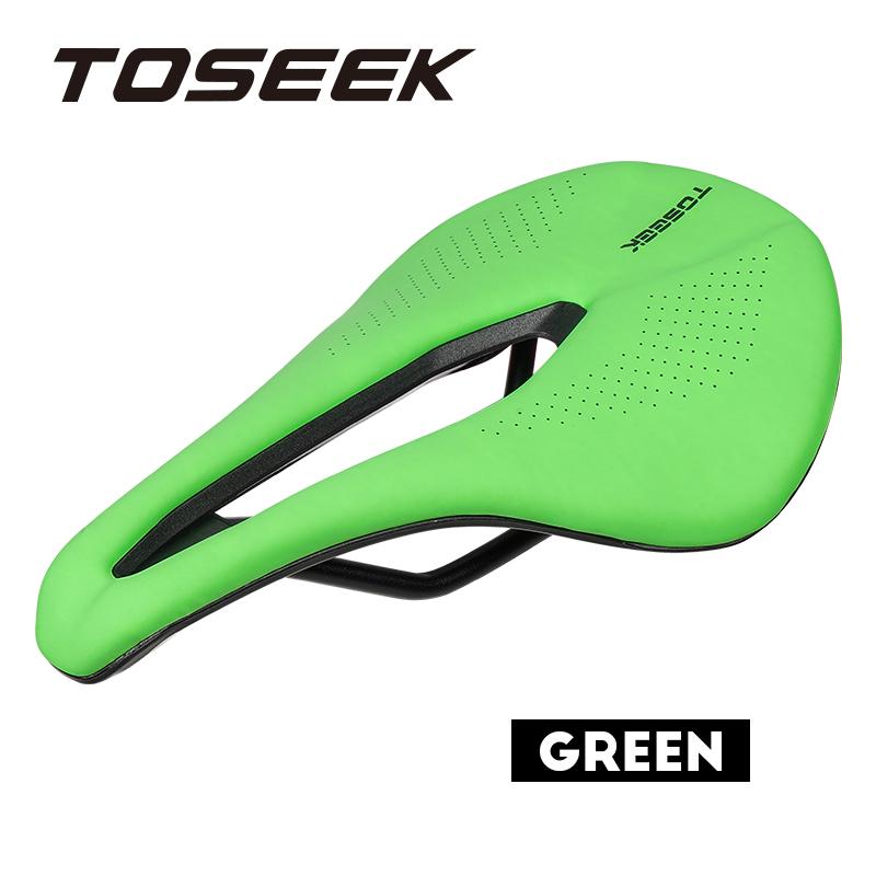 TOSEEK Fahrradsattel Carbon Leichtleder Gel Belüftung Mountain Road Bike Sitzsattel mit Einfachem Originaldesign für