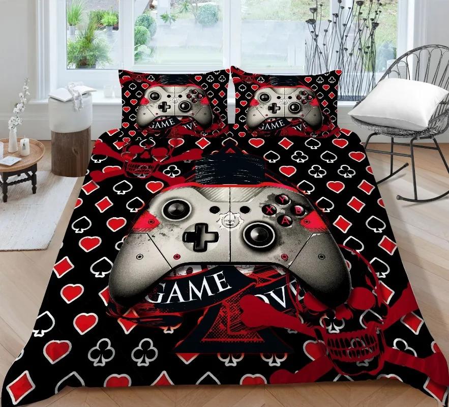 Mikrofaser Bettwäschesets für Kinder, Gaming Bettbezug-Set, Bedruckter Videospiele Bettdeckenbezug, Playstation Designs, Bettset für Jungen