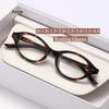 Retro Oval Reading Glasses Frame for Men TR90 Korean Style Women Small Glasses Anti Blue Light Acetate Leopard Black Unisex