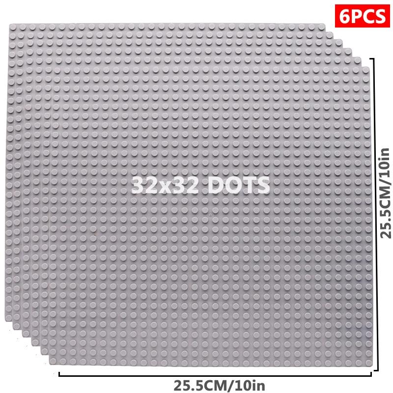 6PCS Classic Base Plates Blocks 32x32 32x16 50x50 Dots ABS Plastic Building BasePlates Bricks Assembly City Road MOC  City Toys