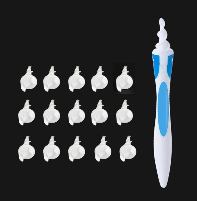 Ear Wax Cleaner Spiral Oil Remover Portable Soft Ear Oil Remover Ear Cleaning Silicone Ear Cleaner 360 Degree Spiral Ear Cleaner