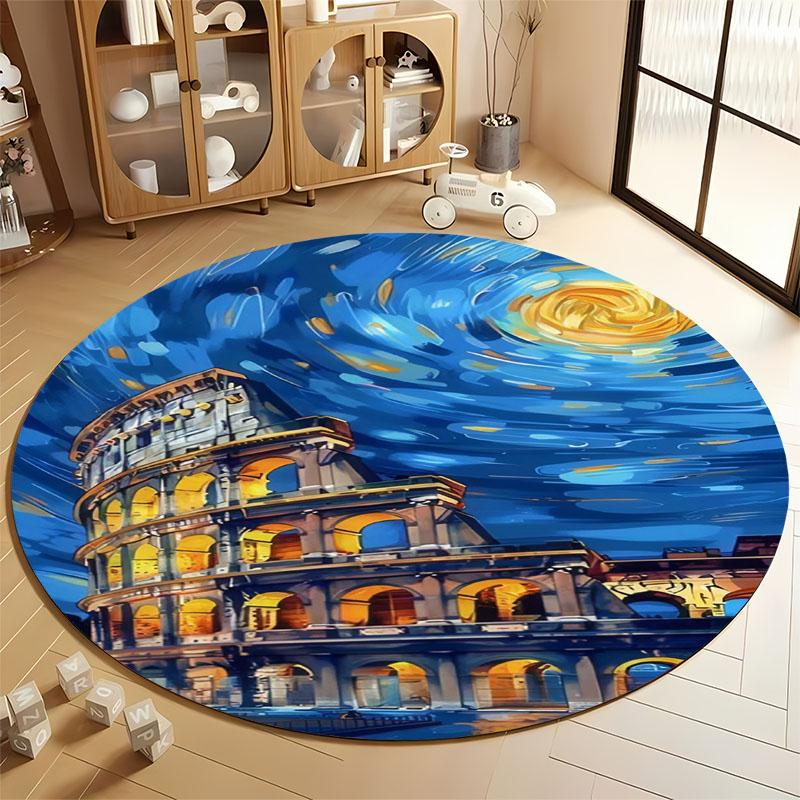 

Starry Night-Inspired Colosseum Rug for Living Rooms round carpet for home sofa bedroom, gift Diameter 60cm