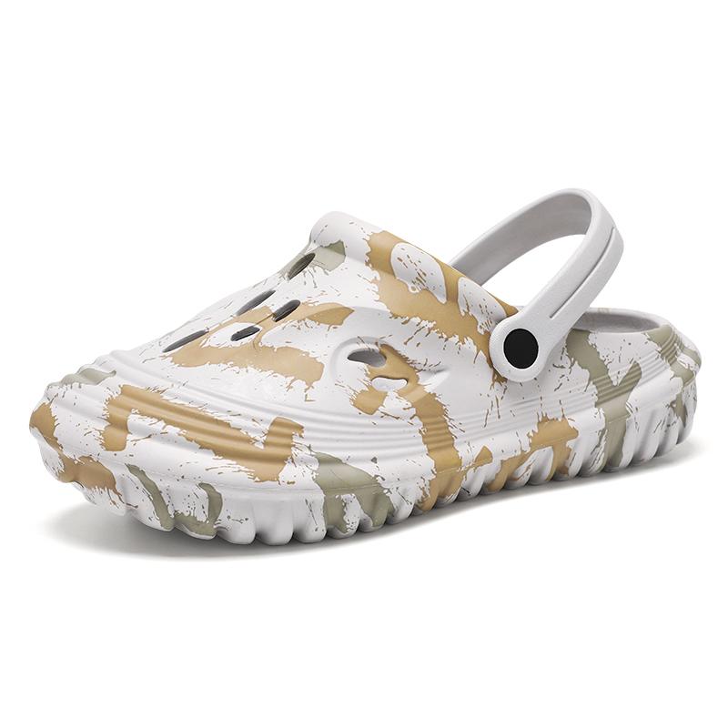 

Модные летние мужские сандалии для улицы, нескользящие шлепанцы, толстая подошва, садовые клоги, модная пляжная обувь для воды 38-39 серый