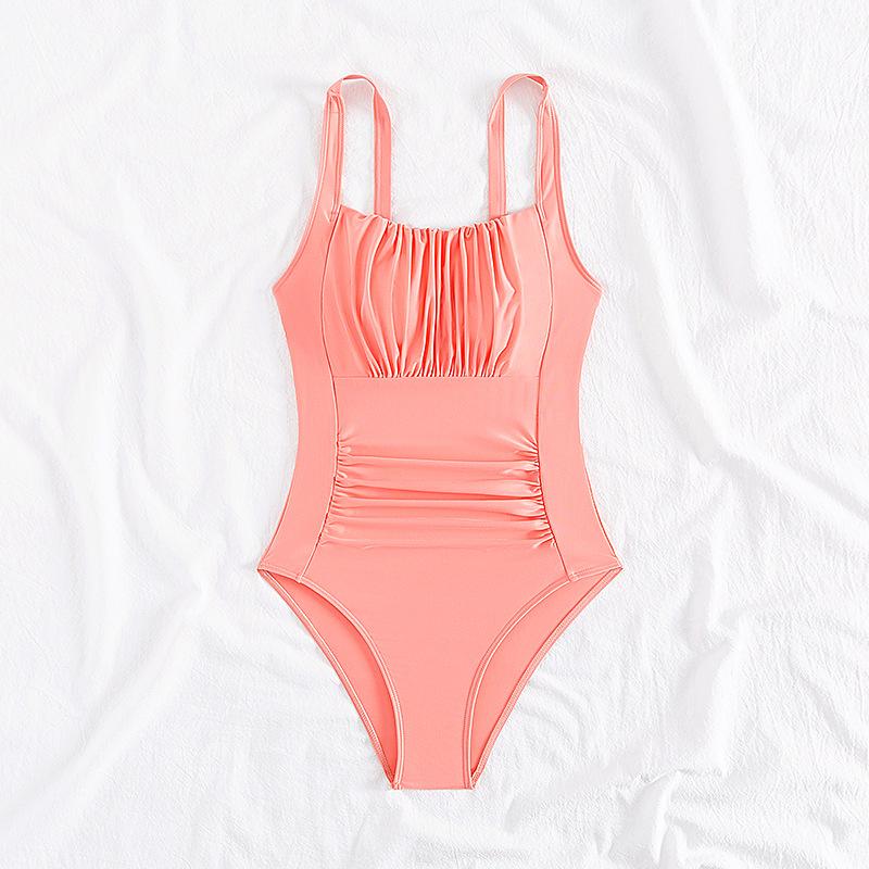 Einfarbiger einteiliger Bikini-Badeanzug