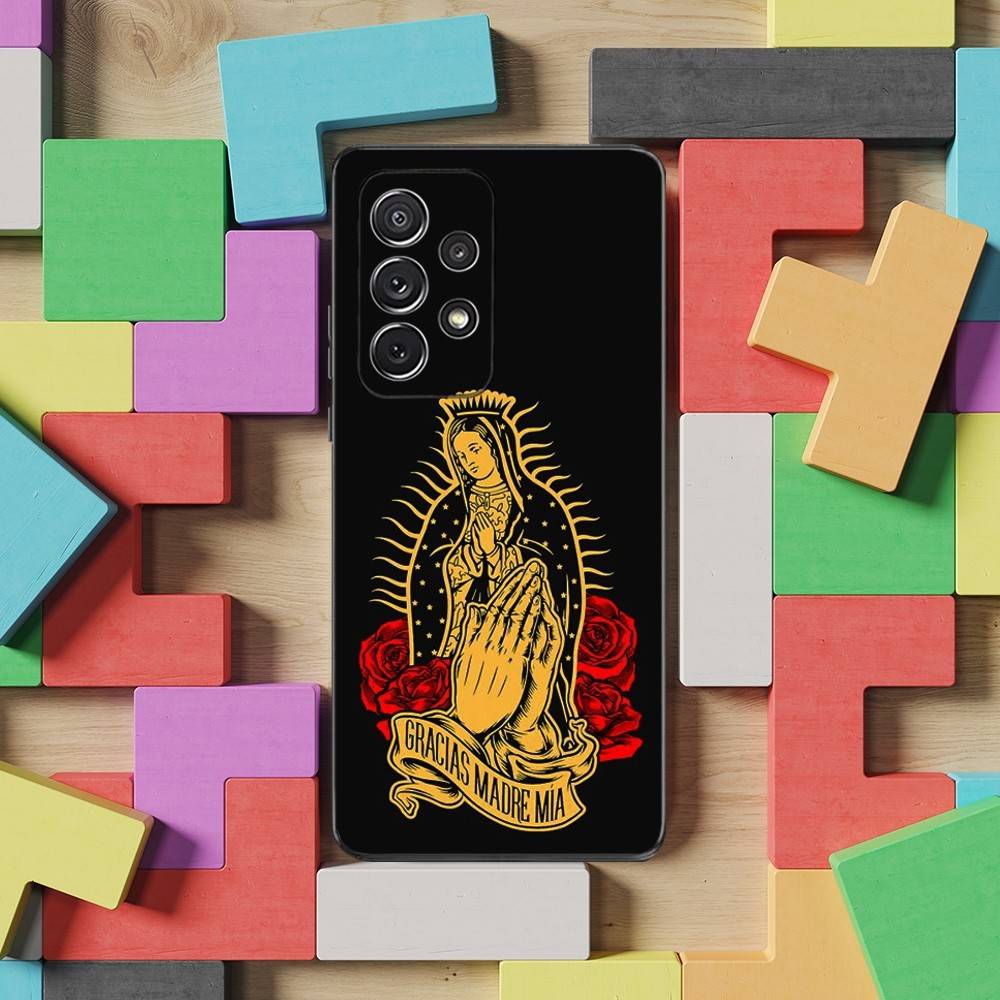 Virgin De Guadalupe For Samsung S9,S10,S20,S10,S21,S25,S24,S23,Ultra,FE,Plus,Lite,Soft Silicone Black Case