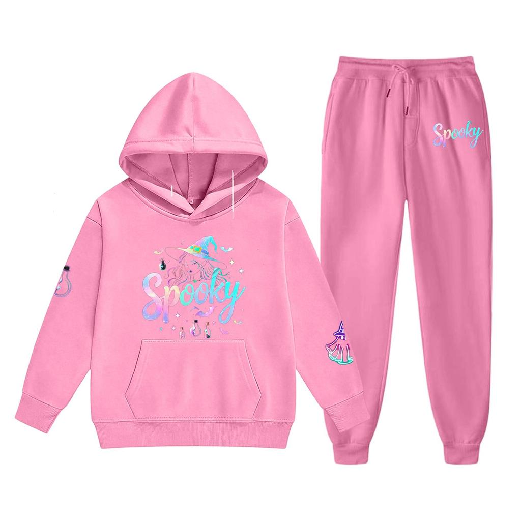 Kids Halloween Print Hoodie and Pants Set for Boys and Girls
