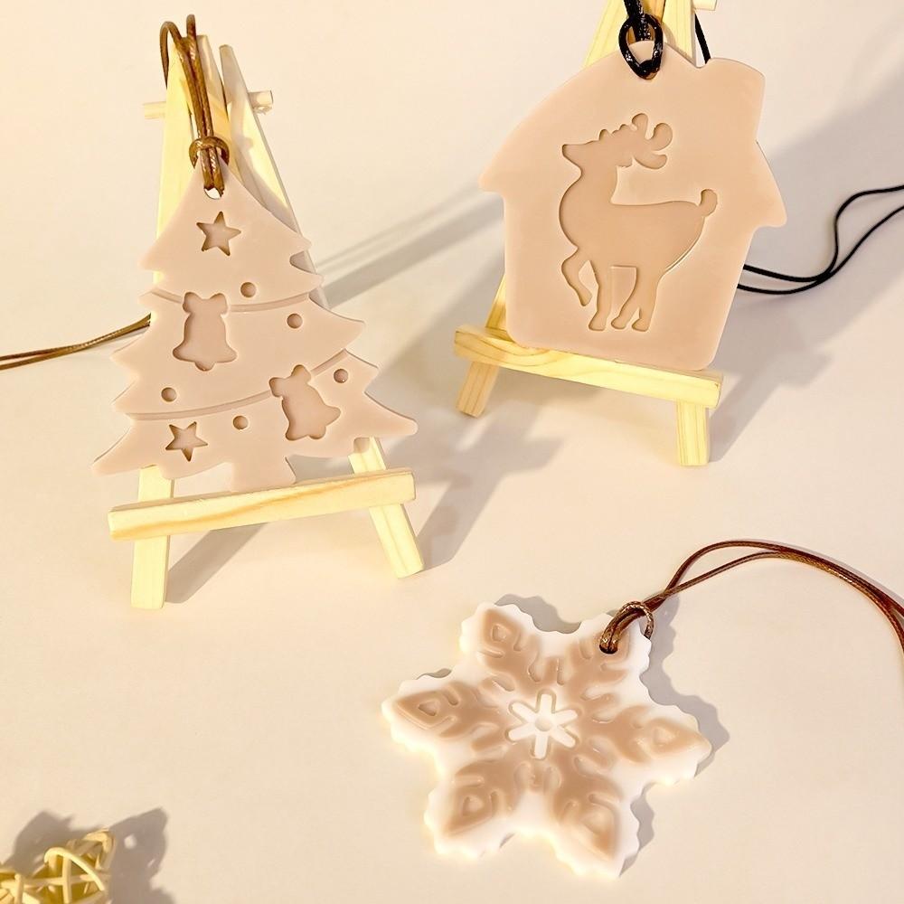 With Hole Christmas Resin Mold 12 Styles Elk Shape Epoxy Resin Mold Santa Claus Snowflake Christmas Tree Decoration