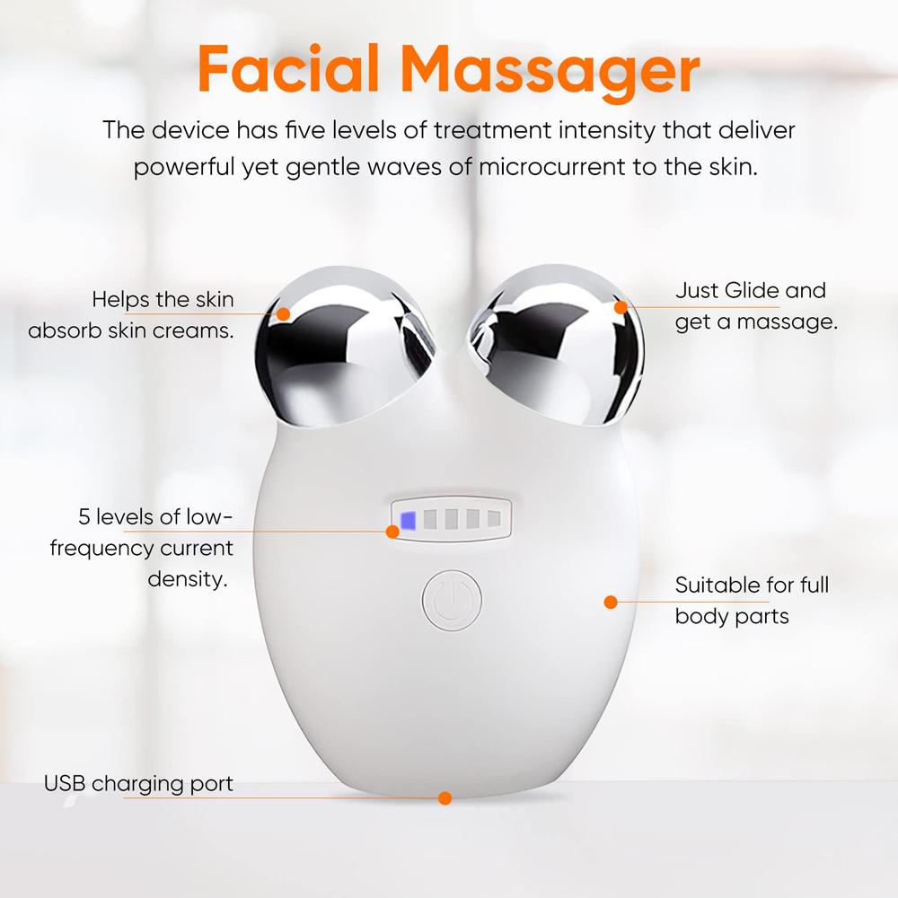 Microcurrent Face Lift Machine Double Chin Remover Electric Face Roller For Facial Lifting Skin Tightening EMS Eye Face Massager
