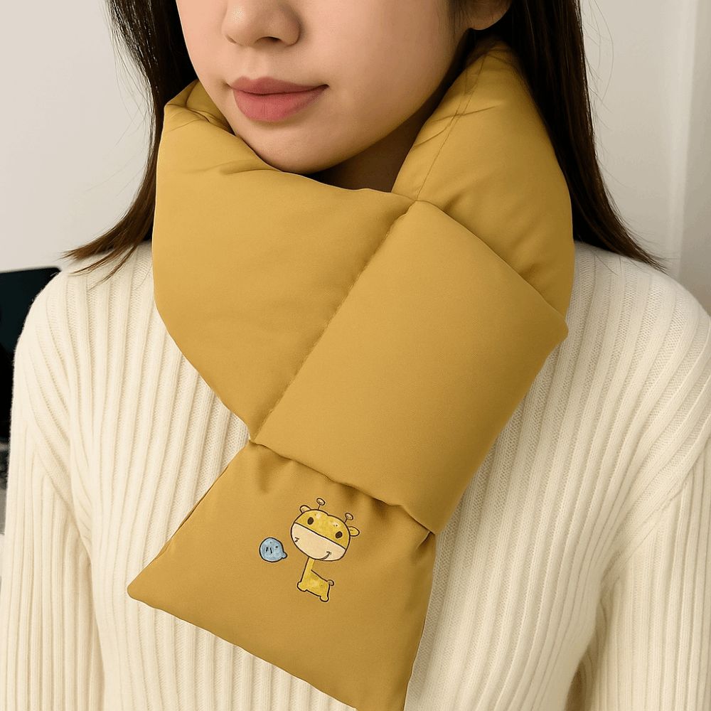 Windproof Down Cotton Scarf Solid Color Thermal Warm Scarf Fashion Winter Cross Scarf  Outdoor