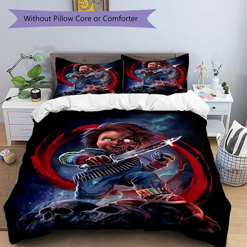 3pcs Chucky2 Design Cover Set - HD Printed Bedding with 1 Cover and 2 Pillowcases - Perfect for Home and Dorm Decor