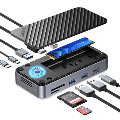 ORICO Dockingstation mit 10Gbps SSD Externes Gehäuse und USB Unterstützt USB und Kühlung Kompatibel mit und HP 10-in-1 M.2 M.2 Hub, M.2 NVMe/SATA,