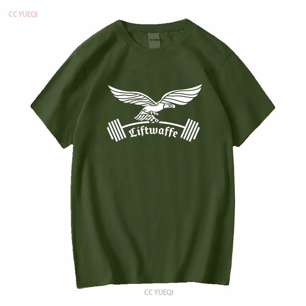 II Wojna Światowa Niemiecka Luftwaffe śmieszny trening Siłownia Wojskowy Podnoszący Ciężary T-shirt długi lub krótki rękaw vintage Prany Casual