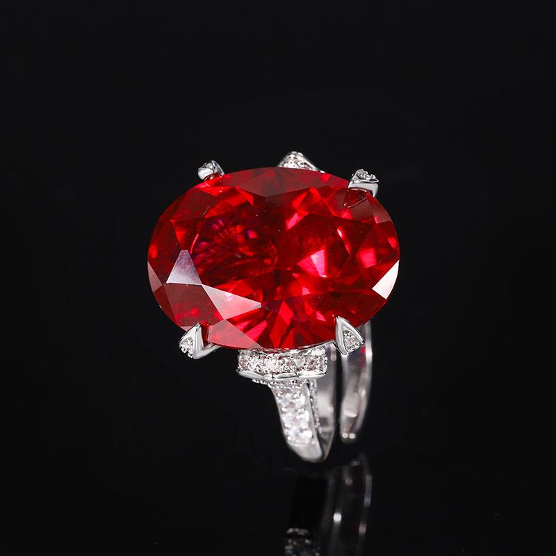 

Autumn And Winter Jewelry Simulation Red Corundum Blue Pointed Rose Bow Temperament Set 15 * 20