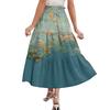 Womens Maxi Skirt Drawstring High Waisted Summer Long Skirts Lightweight Tiered Flowy Floral Pleated Skirts