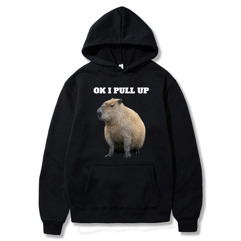 Funny Ok I Pull Up Capybara Potisk Mikina Unisex Dámská Móda Mikiny Streetwear Mikiny JDM Automobile Culture