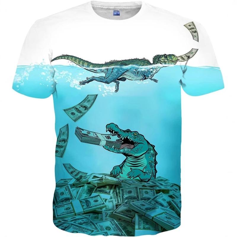

Летняя мужская футболка с принтом под крокодила, с коротким рукавом, с 3D цифровой печатью, модная рубашка 6XL