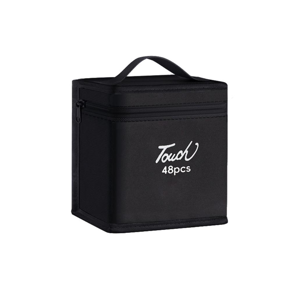 Black Color Marker Pens Storage Bag Massive Storage Zippered Closure Art Markers Organizer Handbag Style Functional Storage