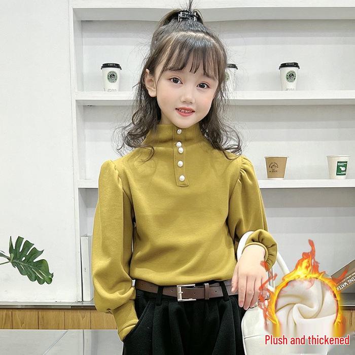 

Девочки, базовый слой с флисовой подкладкой: Модный топ Осень/Зима 2025 110cm жёлтый