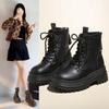 Martin Boots British Style Women's Autumn Ins Low Boots Skinny Legs Round Head Front Lace-up Women's Shoes Ins Style