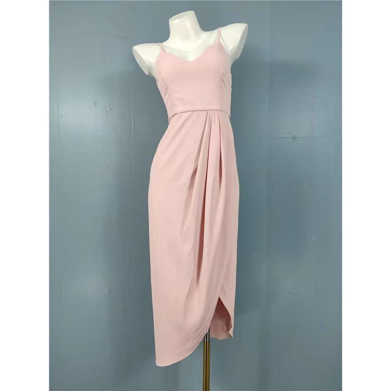 

Заказ внешней торговли Платье Lu с драпировкой, плиссировкой, открытой спиной, элегантное, женственное, с неровным подолом, дофаминовое платье Pink X L